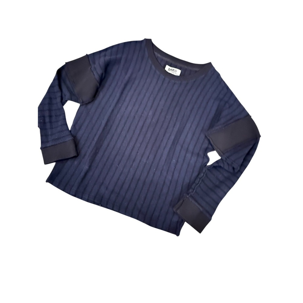MM6 Maison Martin Margiela Women's M Black/Blue Waffle Knit Sweater Long Sleeve - Picture 2 of 8